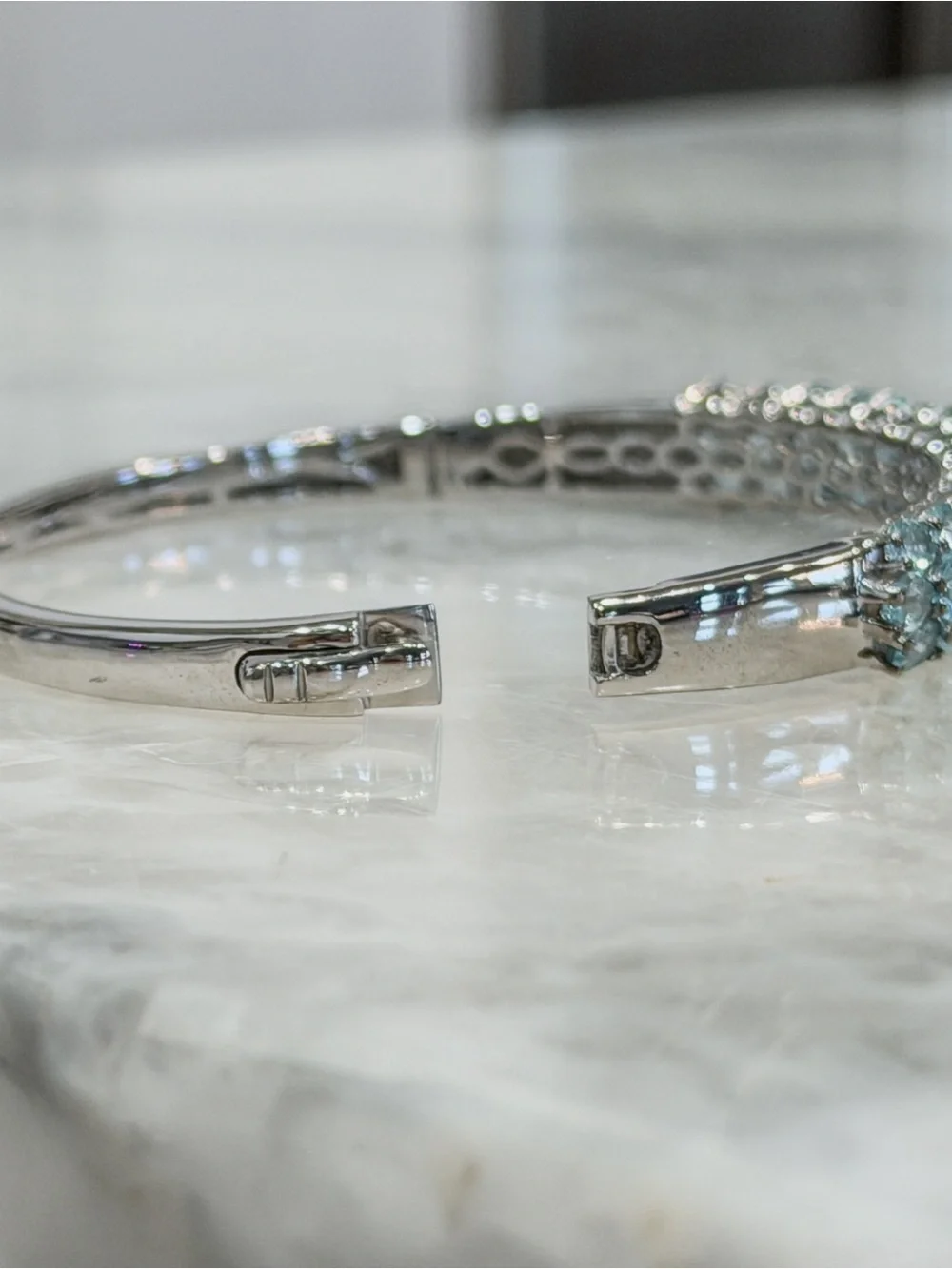 Betroka Blue Apatite Sterling Silver 7.25” Bangle Bracelet